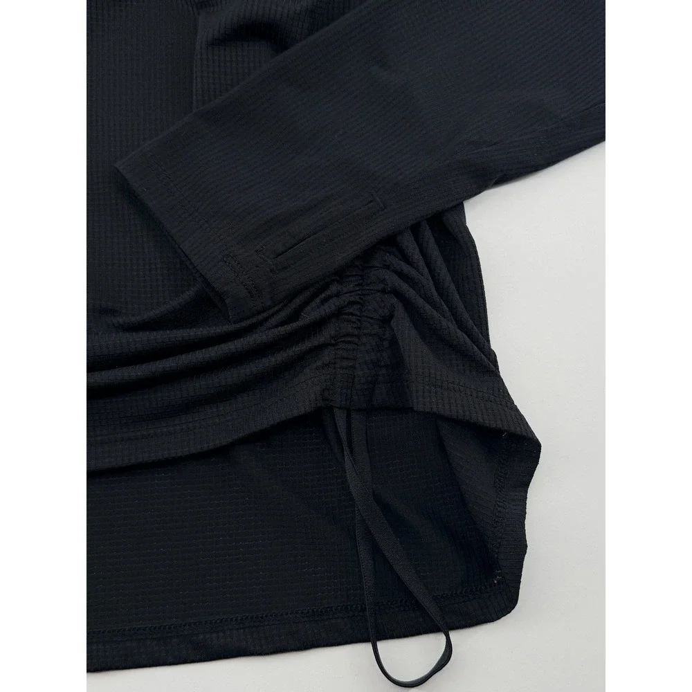 Fabletics Cashel Scoop Back Long Sleeve Top Womens XL Black Drawcord‎ NWT